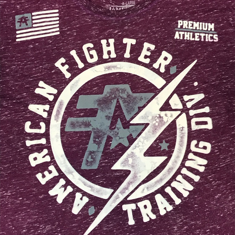 American Fighter Training Division Men’s Purple Double Sided Graphic Logo Shirt - Picture 3 of 5